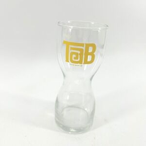 Vintage 70s Tab Cola Soda Glass Hourglass Shape Yellow Logo Retro Barware